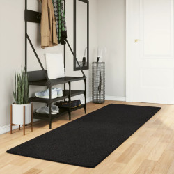 Tapete pelo curto macio e lavável huarte 80x250 cm preto