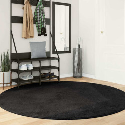 Tapete pelo curto macio e lavável huarte ø 200 cm preto