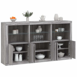 Aparador com luzes LED 181,5x37x100 cm cinzento sonoma