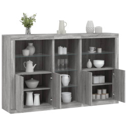 Aparador com luzes LED 162x37x100 cm cinzento sonoma