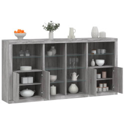 Aparador com luzes LED 202x37x100 cm cinzento sonoma