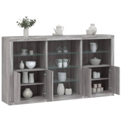 Aparador com luzes LED 181,5x37x100 cm cinzento sonoma