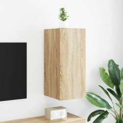 Móvel de parede p/ TV c/ luzes LED 30,5x35x70cm carvalho sonoma