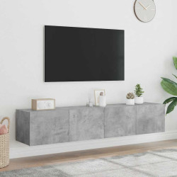 Móveis de parede para TV com luzes LED 2 pcs cinzento cimento