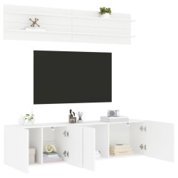6 Pcs móveis de parede p/ TV derivados de madeira branco