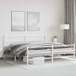 Estrutura de cama com cabeceira e pés 183x213 cm metal branco