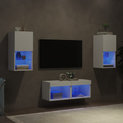4 Pcs móveis de parede para TV com luzes LED branco