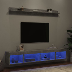 5 Pcs móveis parede p/ TV c/ leds deriv. madeira cinza cimento