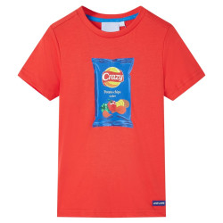 T-shirt de manga curta para criança vermelho 140