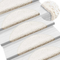 Tapetes de escada 15 peças 56x17x3 cm branco semicircular