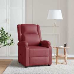 Poltrona reclinável couro artificial vermelho tinto
