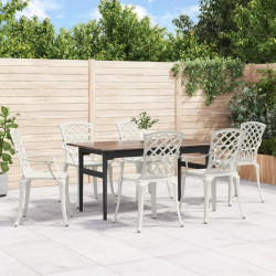 Cadeiras de jardim 6 pcs alumínio fundido branco