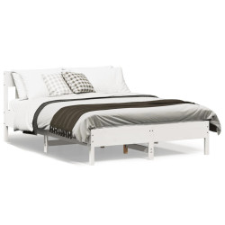 Cama sem colchão 140x190 cm madeira de pinho maciça branco