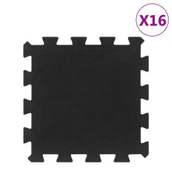 Ladrilhos de borracha 16 pcs 16 mm 30x30 cm preto