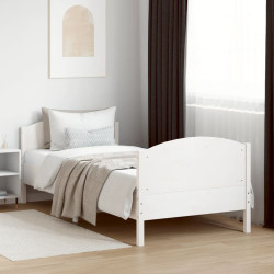 Cama sem colchão 90x200 cm madeira de pinho maciça branco