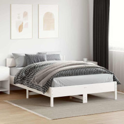 Cama sem colchão 140x200 cm madeira de pinho maciça branco