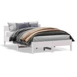 Cama sem colchão 150x200 cm madeira de pinho maciça branco