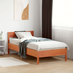 Cama sem colchão 75x190 cm madeira de pinho maciça castanho-mel