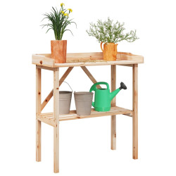 Mesa apoio p/ plantas c/ prateleira 78x38x82,5 cm abeto maciço
