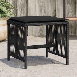 Bancos de jardim com almofadões 4 pcs 41x41x36 cm vime PE preto
