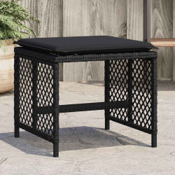 Bancos de jardim com almofadões 4 pcs 41x41x36 cm vime PE preto