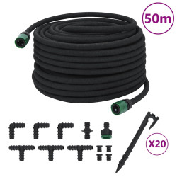 Mangueira para rega gota-a-gota de jardim 50 m borracha preto