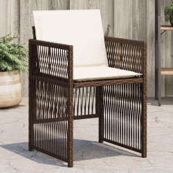 Cadeiras de jardim com almofadões 4 pcs vime PE castanho