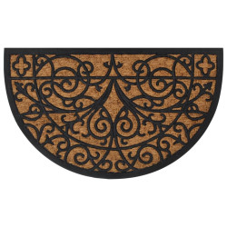 Tapete de porta semicircular 45x75 cm borracha e fibra de coco