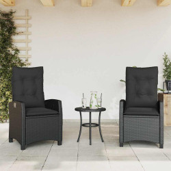 Cadeiras de jardim reclináveis c/ almofadões 2pcs vime PE preto