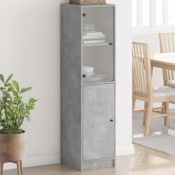 Aparador alto c/ porta de vidro 35x37x142 cm cinza cimento