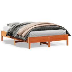 Cama sem colchão 120x200 cm madeira pinho maciça castanho-mel