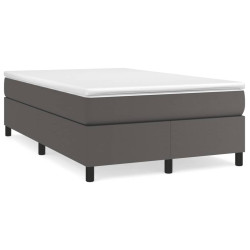 Cama boxspring com colchão 120x190 cm couro artificial cinzento