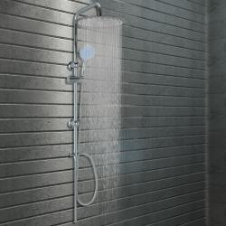 Conjunto de duche com chuveiro fixo e de mão aço inoxidável