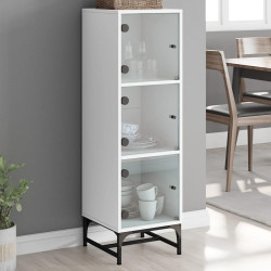 Aparador alto c/ portas de vidro 35x37x120 cm branco