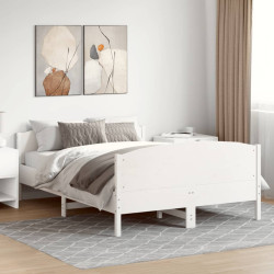 Cama sem colchão 140x200 cm madeira de pinho maciça branco