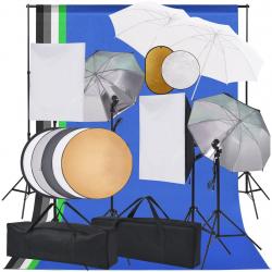 Kit estúdio fotográfico softbox luzes/sombrinhas/fundo/refletor - Imagen 1