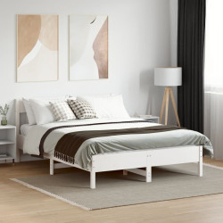 Cama sem colchão 160x200 cm madeira de pinho maciça branco