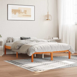 Cama sem colchão 140x200 cm madeira pinho maciça castanho-mel