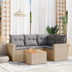 5 Pcs conjunto de sofás p/ jardim com almofadões vime PE bege