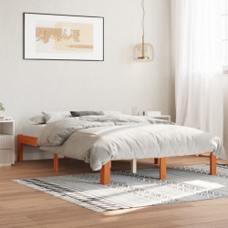 Cama sem colchão 140x200 cm madeira pinho maciça castanho-mel