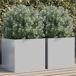 Vasos/floreiras 2 pcs 42x40x39 cm aço galvanizado prateado