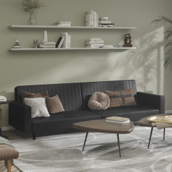 Sofá-cama de 2 lugares couro artificial preto
