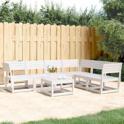 6 Pcs conjunto sofás de jardim madeira de pinho maciça branco