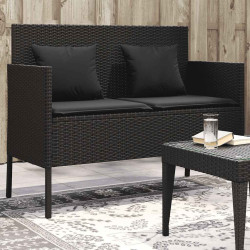 Banco de jardim com almofadões vime PE preto