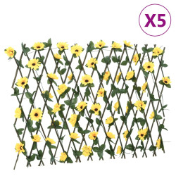 Treliça de hera artificial extensível 5 pcs 180x60 cm amarelo