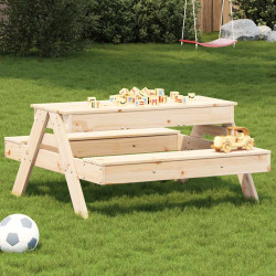 Mesa de piquenique com caixa de areia infantil pinho maciço