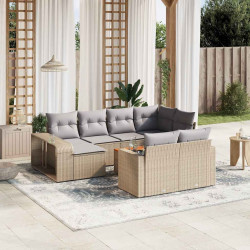 11 Pcs conjunto sofás de jardim c/ almofadões vime PE bege