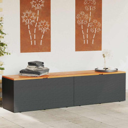 Caixa arrumação jardim 220x50x54 cm vime PE/acácia maciça preto