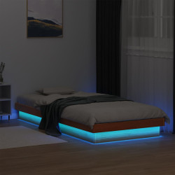 Estrutura de cama c/ leds 90x190 cm pinho maciço castanho mel