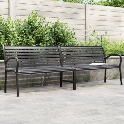 Banco de jardim duplo 231 cm aço e wpc preto